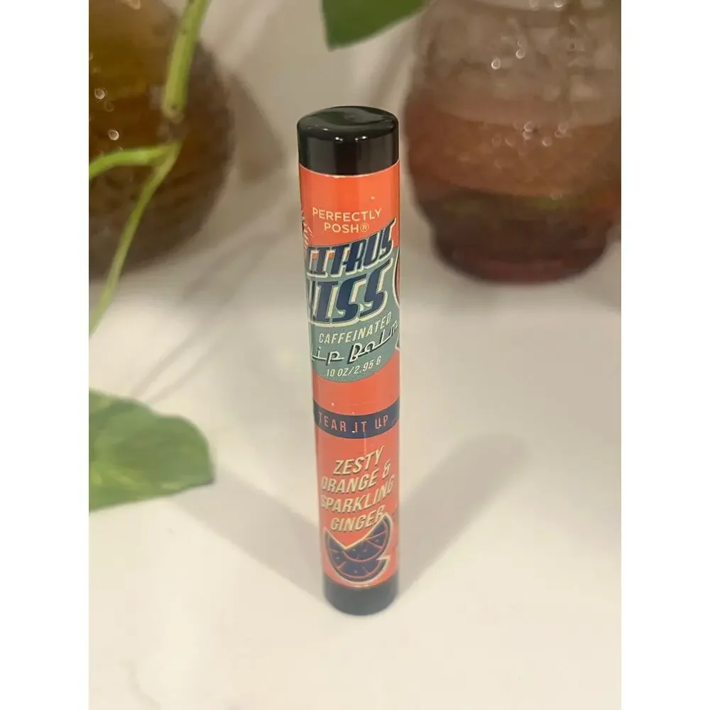 Perfectly Posh Citrus Kiss Caffeinated Lip Balm Orange Ginger NEW Sealed Rare